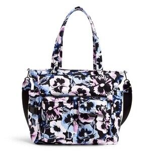 Vera Bradley Deluxe Travel Utility Tote Bag In Plum Pansies Womens Outdoors NWOT